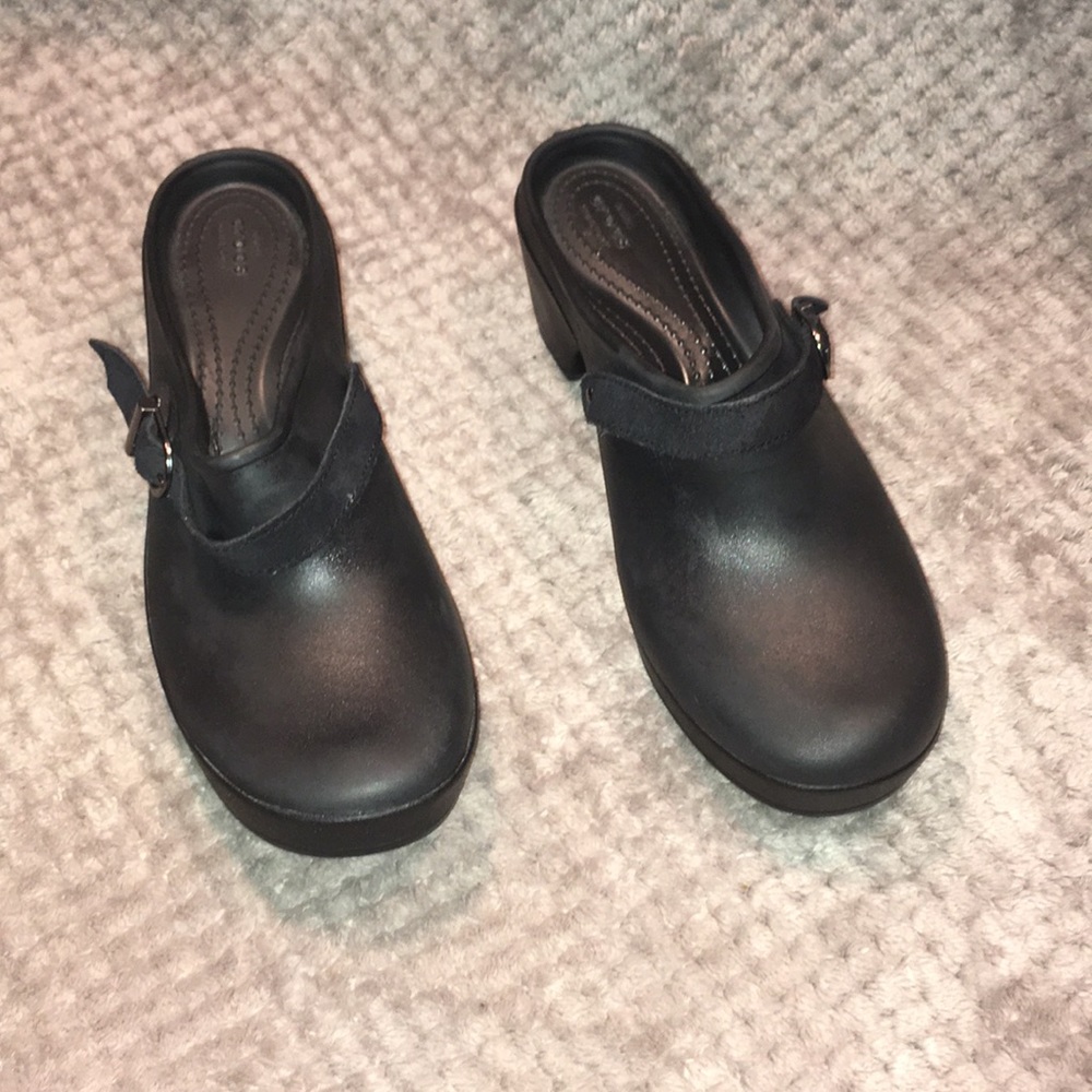Crocs Mary Jane Strap Black Clogs Sz 8W